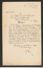 k.k. naturhistorisches Hofmuseum, Intendanzakten 1885-1896 (Hauer), Aktenzahl Z.155/1892, Seite 1